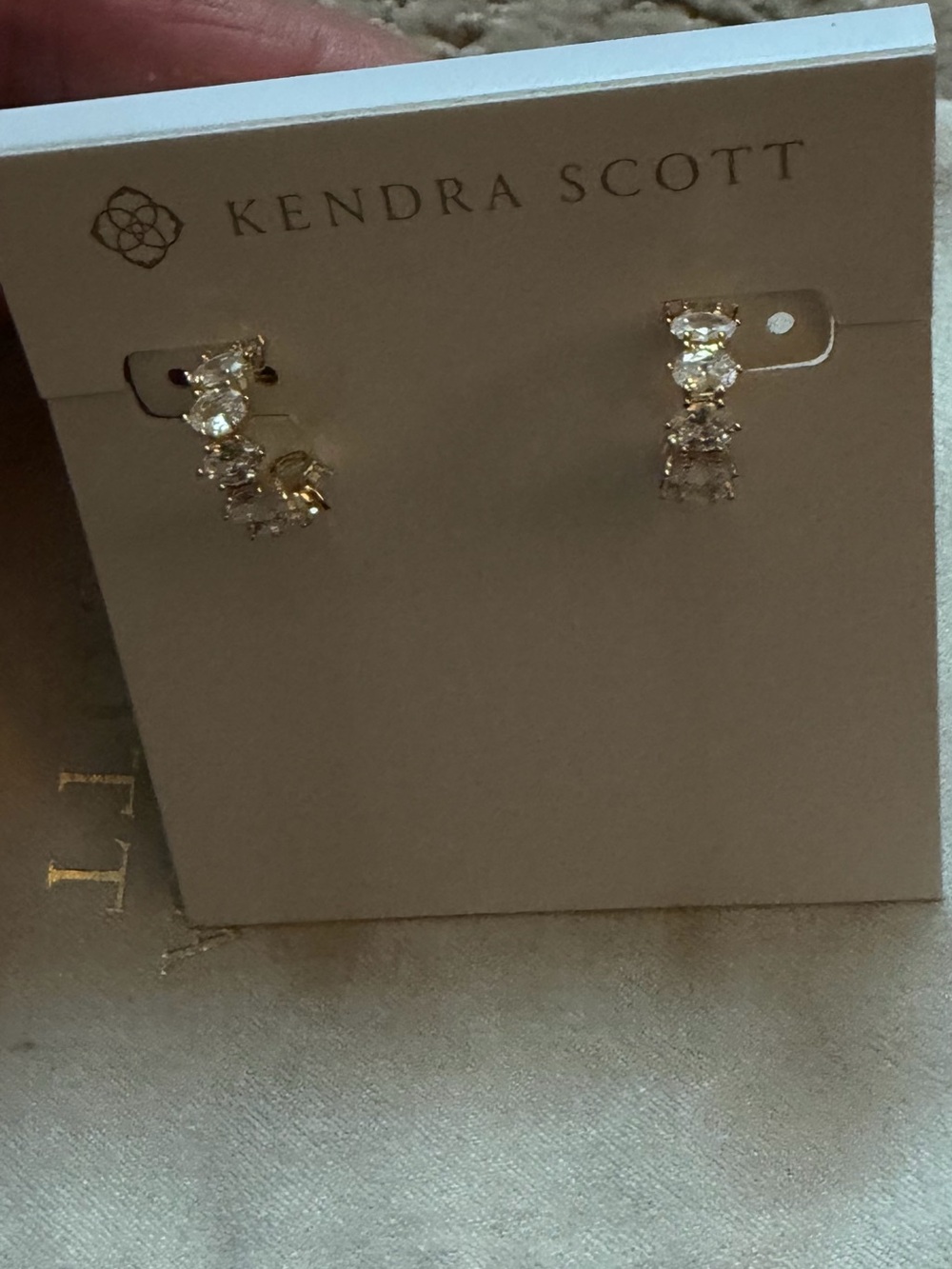 Kendra Scott Gold and crystal huggies earrings - Picture 2 of 5